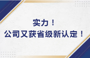實力！公司又獲省級新認定
